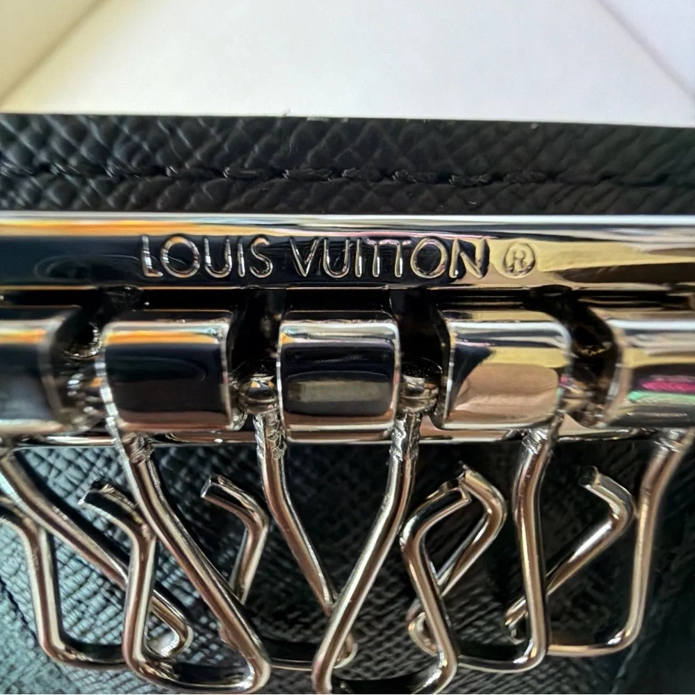 Louis Vuitton Damier Graphite 6 Key Holder Canvas Silver Metal Wallet AUTHENTIC